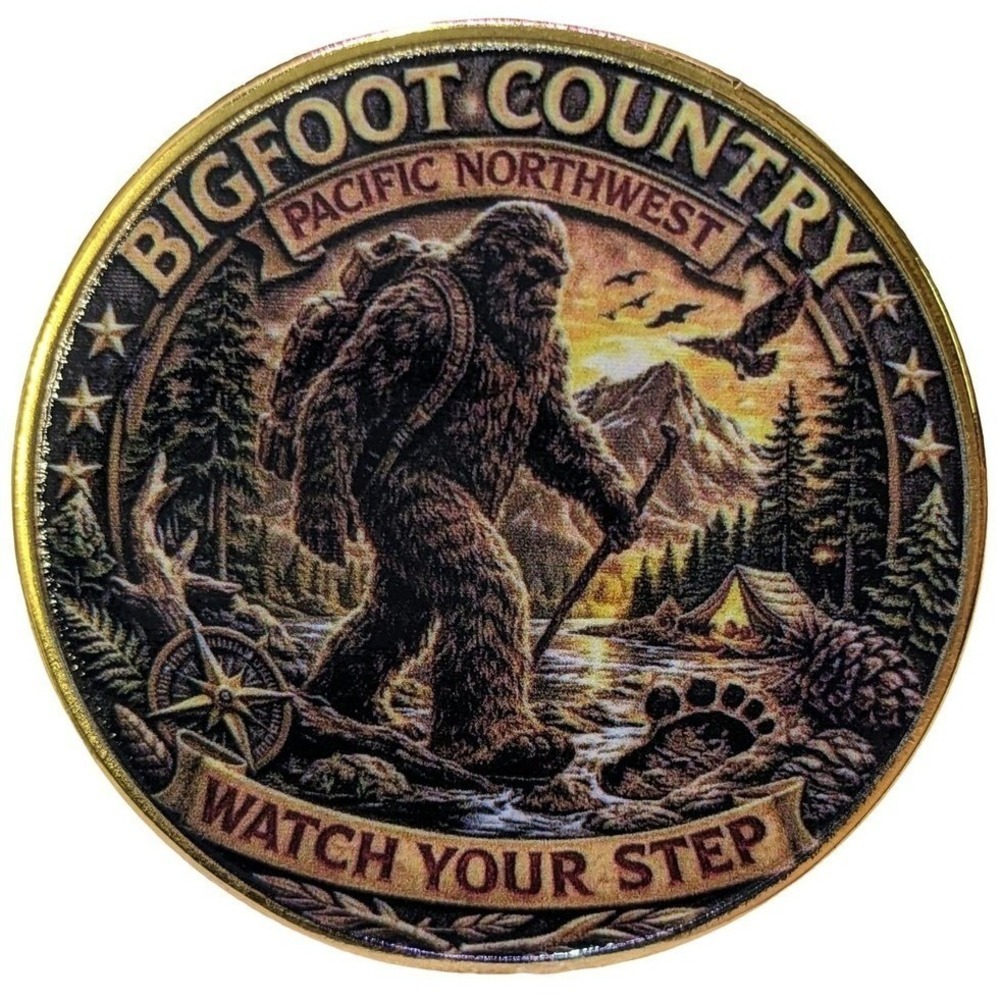 Bigfoot Challenge Coin Pacific Northwest Bronze Tone Collectible Medallion
